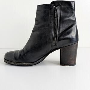Frye Ankle Boots Addie Double Zip 76622 Women's 7.5 Black GUC Leather Heels